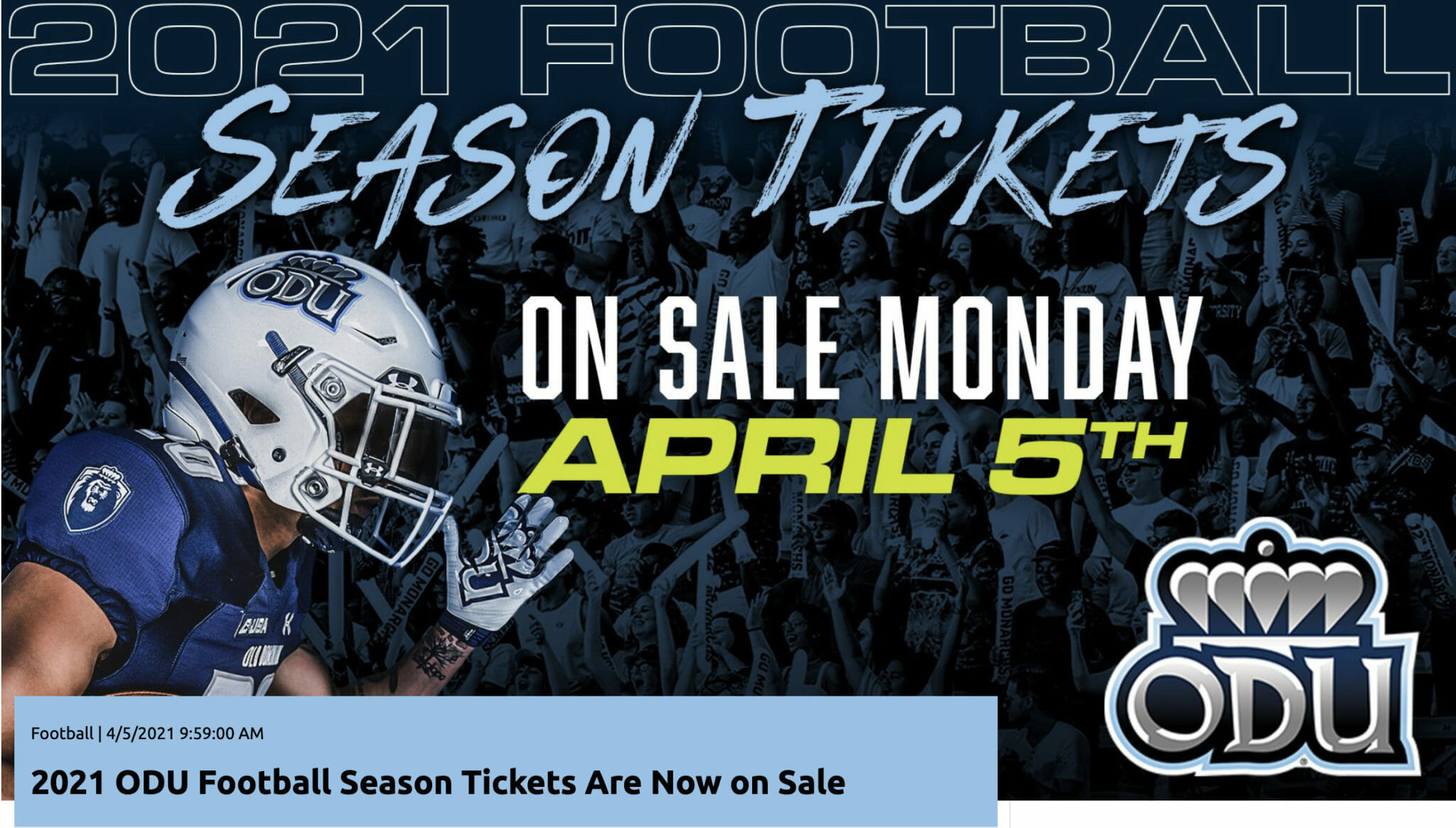 ODU Football Season Tickets on Sale Now Yurview